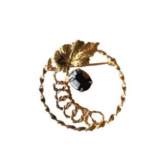 Vintage 925 sterling silver Titan brooch/pin with black obsidian